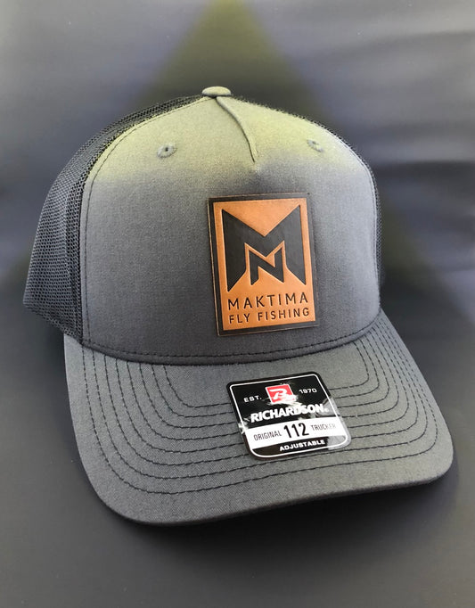 NMaktima Fly Fishing Leather Patch Logo Five Panel Trucker Hat