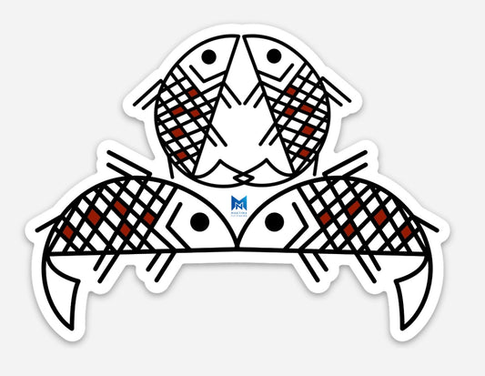 Petroglyph Fish Cloud Design Sticker